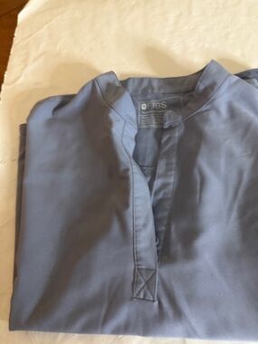 Figs Slate Blue Mandarin Collar Scrub Top